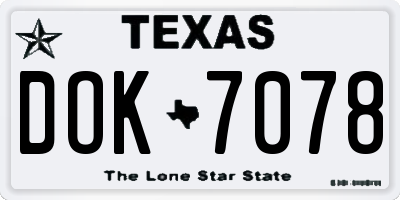 TX license plate DOK7078