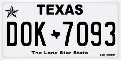 TX license plate DOK7093