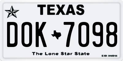 TX license plate DOK7098