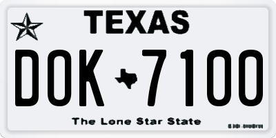 TX license plate DOK7100