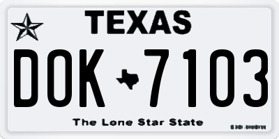 TX license plate DOK7103