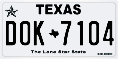 TX license plate DOK7104