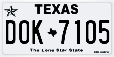 TX license plate DOK7105