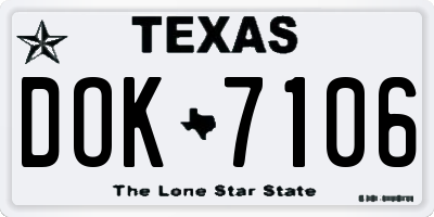 TX license plate DOK7106