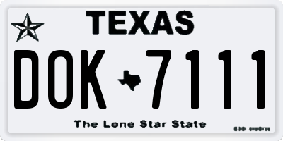 TX license plate DOK7111