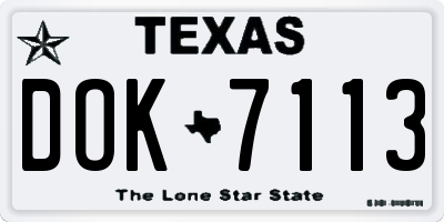 TX license plate DOK7113