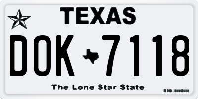 TX license plate DOK7118