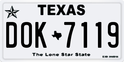 TX license plate DOK7119