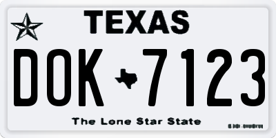 TX license plate DOK7123
