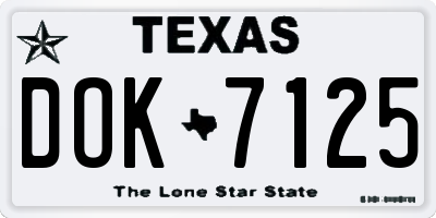 TX license plate DOK7125