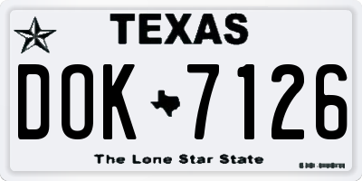 TX license plate DOK7126