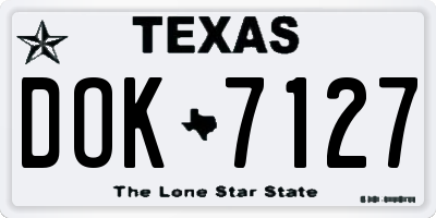 TX license plate DOK7127
