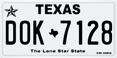 TX license plate DOK7128