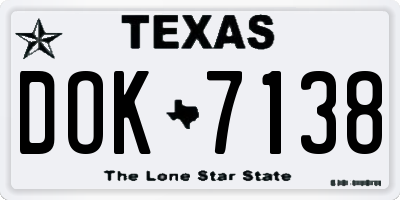TX license plate DOK7138