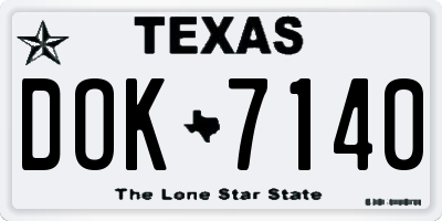 TX license plate DOK7140