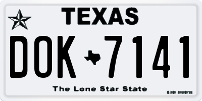 TX license plate DOK7141