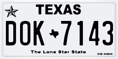 TX license plate DOK7143