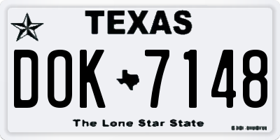 TX license plate DOK7148