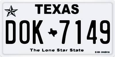 TX license plate DOK7149