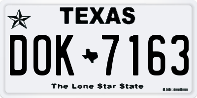 TX license plate DOK7163