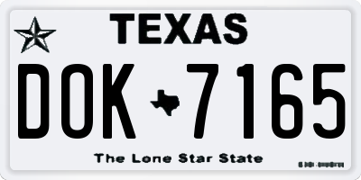 TX license plate DOK7165