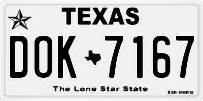 TX license plate DOK7167