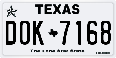 TX license plate DOK7168
