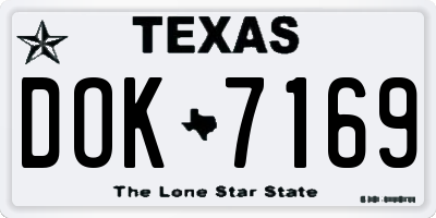 TX license plate DOK7169