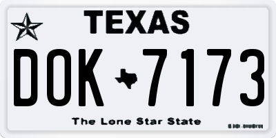 TX license plate DOK7173
