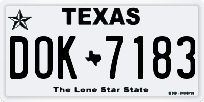 TX license plate DOK7183