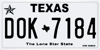 TX license plate DOK7184