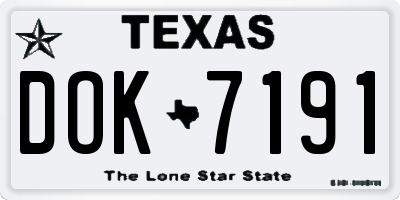 TX license plate DOK7191