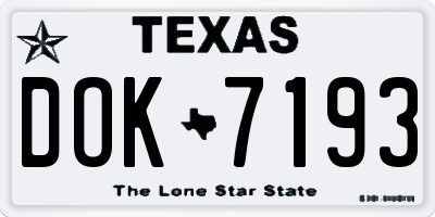TX license plate DOK7193