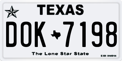 TX license plate DOK7198