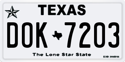 TX license plate DOK7203