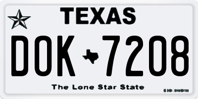 TX license plate DOK7208