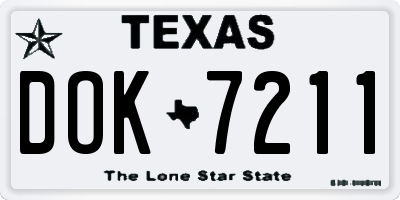 TX license plate DOK7211