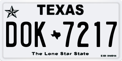 TX license plate DOK7217
