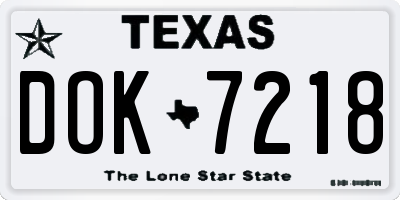 TX license plate DOK7218