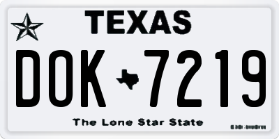 TX license plate DOK7219