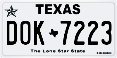 TX license plate DOK7223