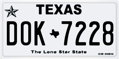 TX license plate DOK7228