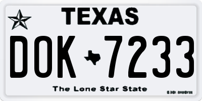 TX license plate DOK7233
