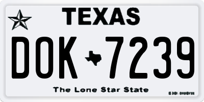 TX license plate DOK7239