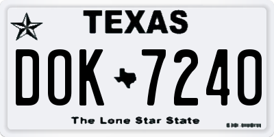 TX license plate DOK7240
