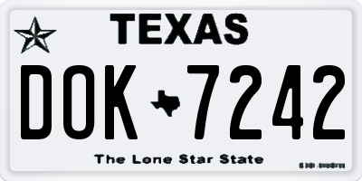 TX license plate DOK7242