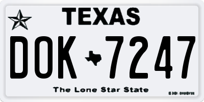 TX license plate DOK7247