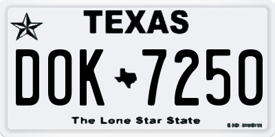 TX license plate DOK7250