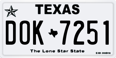 TX license plate DOK7251