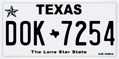 TX license plate DOK7254
